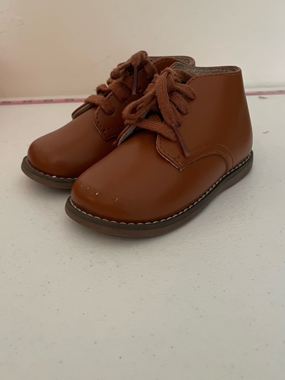 Toddler Brown Lace-Up Leatherette Boots - Classic Style